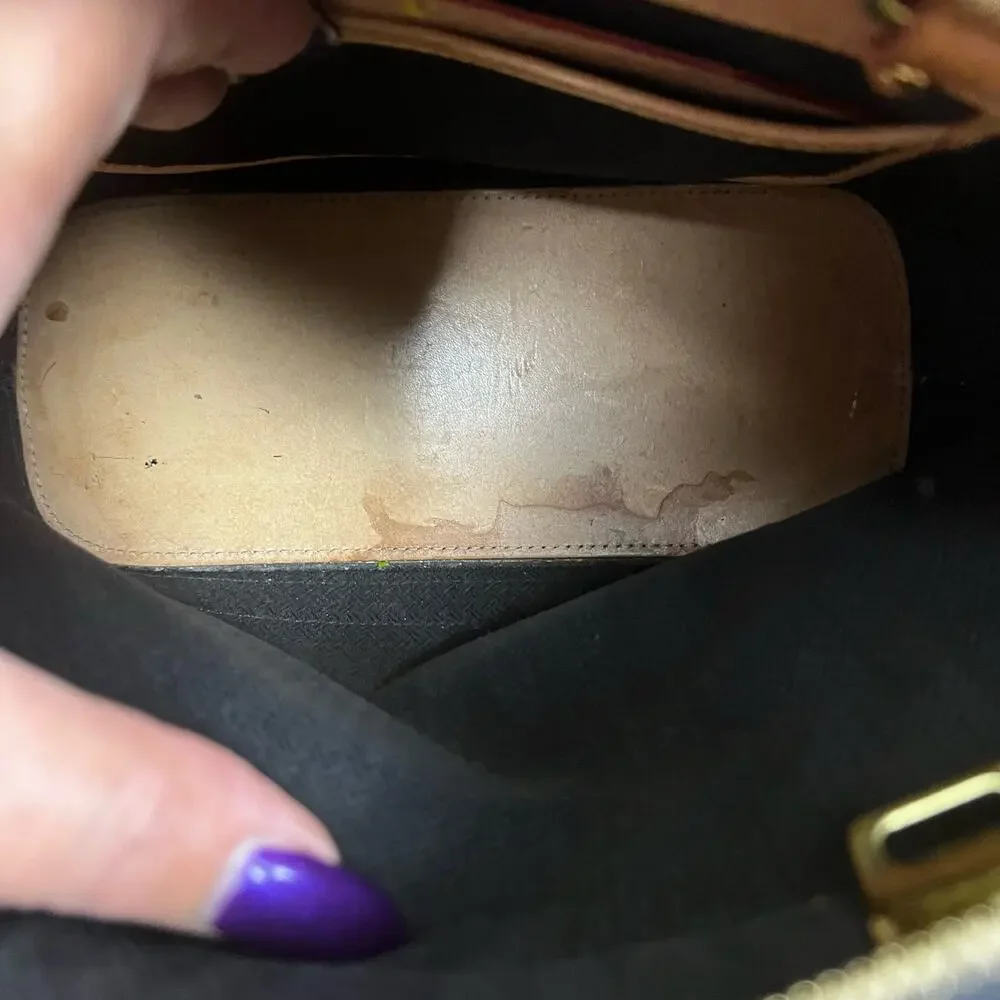 Vintage Dooney & Bourke Bag Vintage Cabrio Perforated Leather Black Tan Tote M - Picture 3 of 16